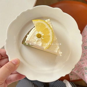 法式ins纯色不规则花边平盘简约