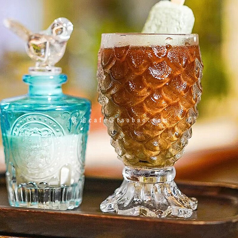 创意ins玻璃鱼鳞果汁杯