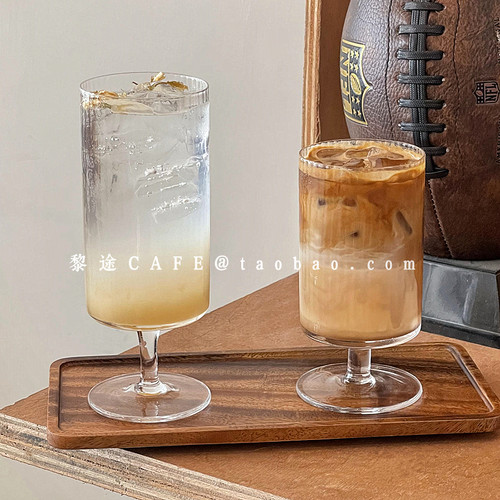 复古ins风玻璃竖纹咖啡杯