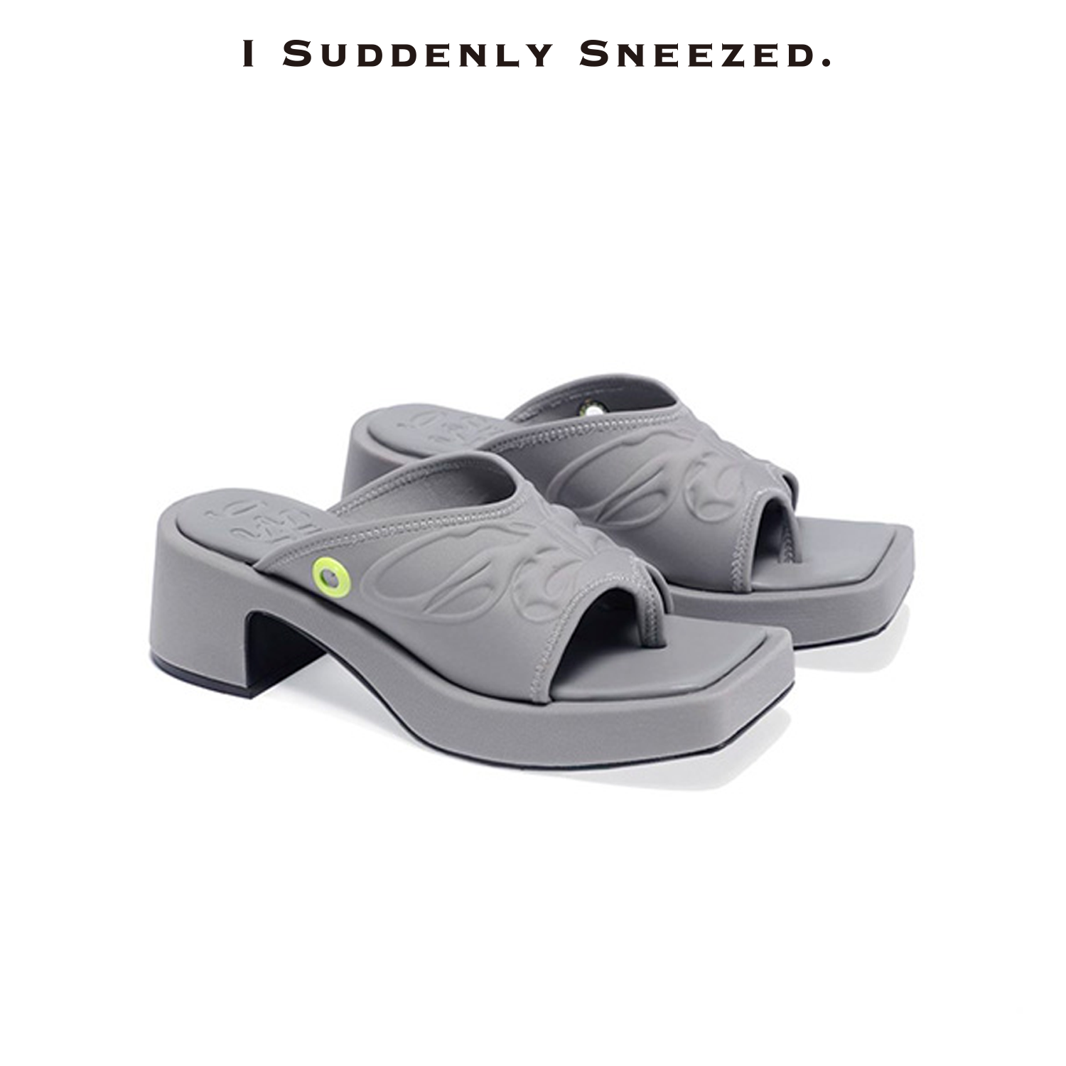 蝴蝶印花高跟凉拖女鞋