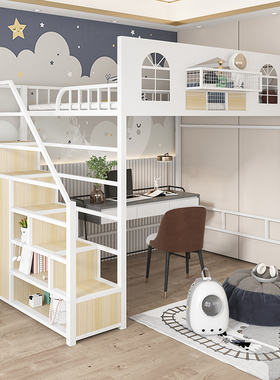 新款铁艺高架床单层床小户型省空间床上床下桌loft复式儿童阁楼床