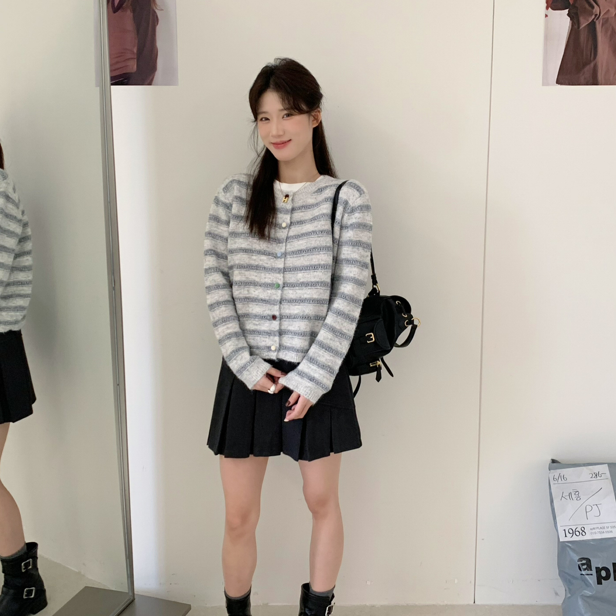 SUSAN条纹曲调韩系百搭撞色条纹小镂空设计舒适保暖毛衣