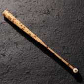 梅鹿竹文玩收藏折扇9.5寸16方苏工和尚头乌木芯扇子白牛角鸟眼钉