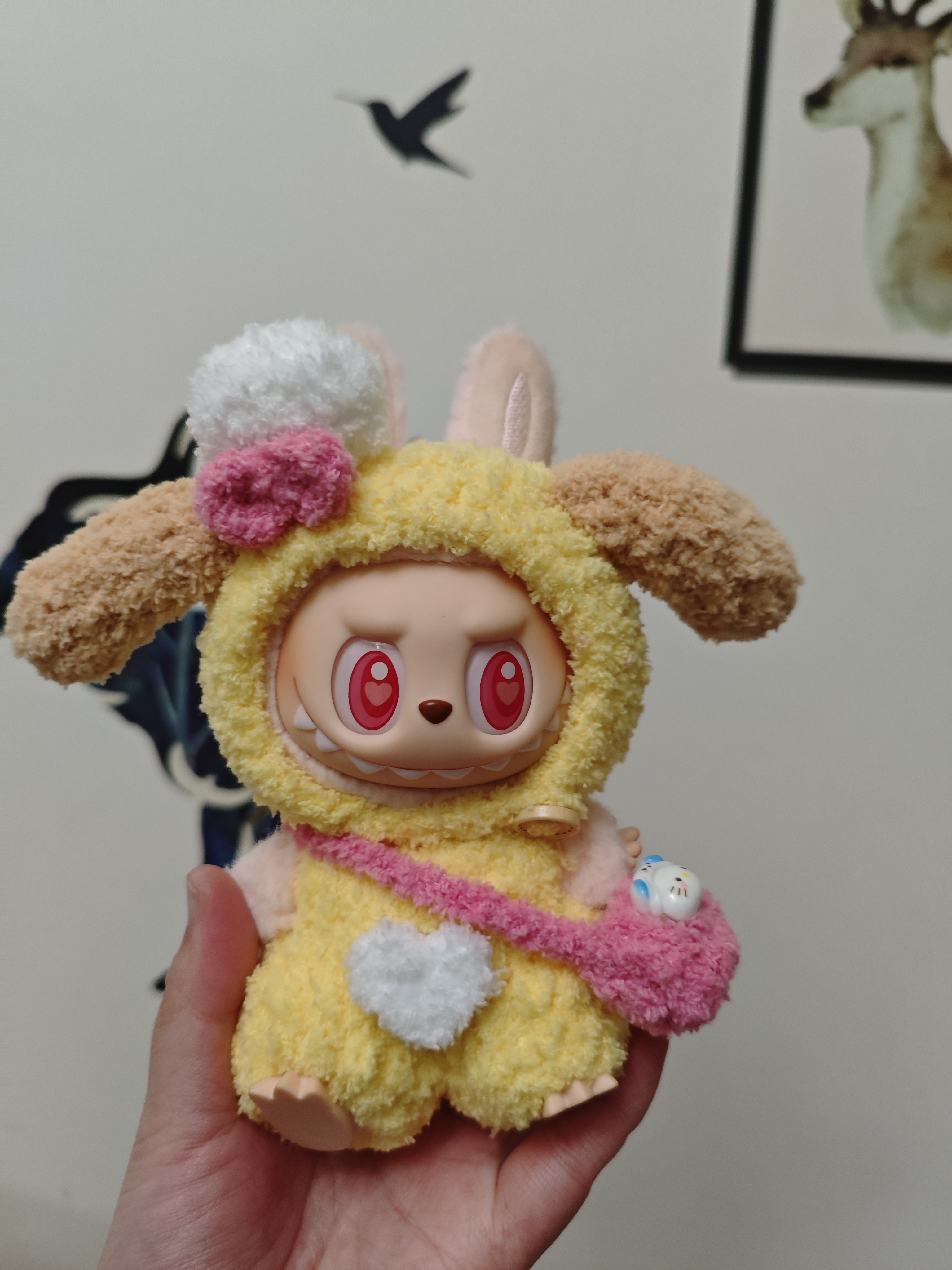 拉布布2代坐姿搪胶公仔衣服饼饼套装坐坐派对代马卡龙labubu娃衣