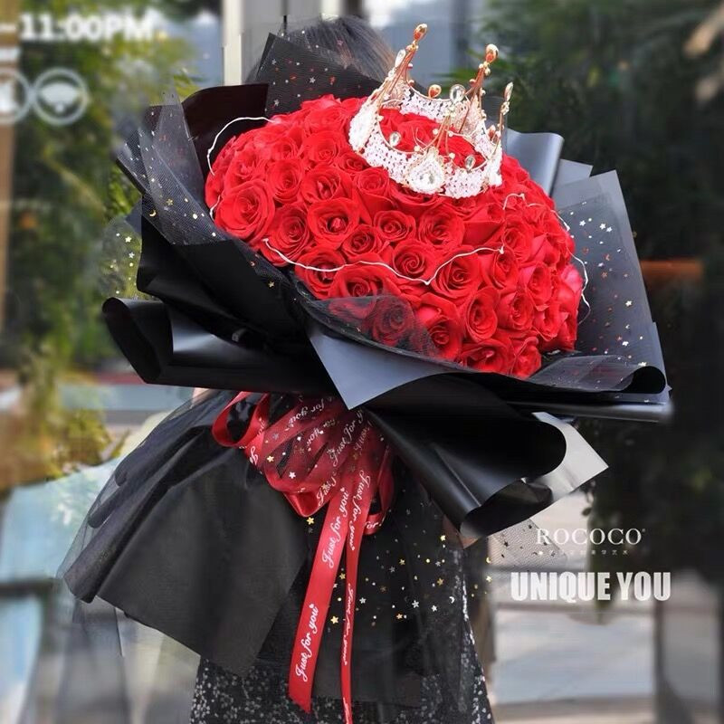 情人节玫瑰花束99朵红玫瑰花鲜花速递同城北京全国花店生日送女友