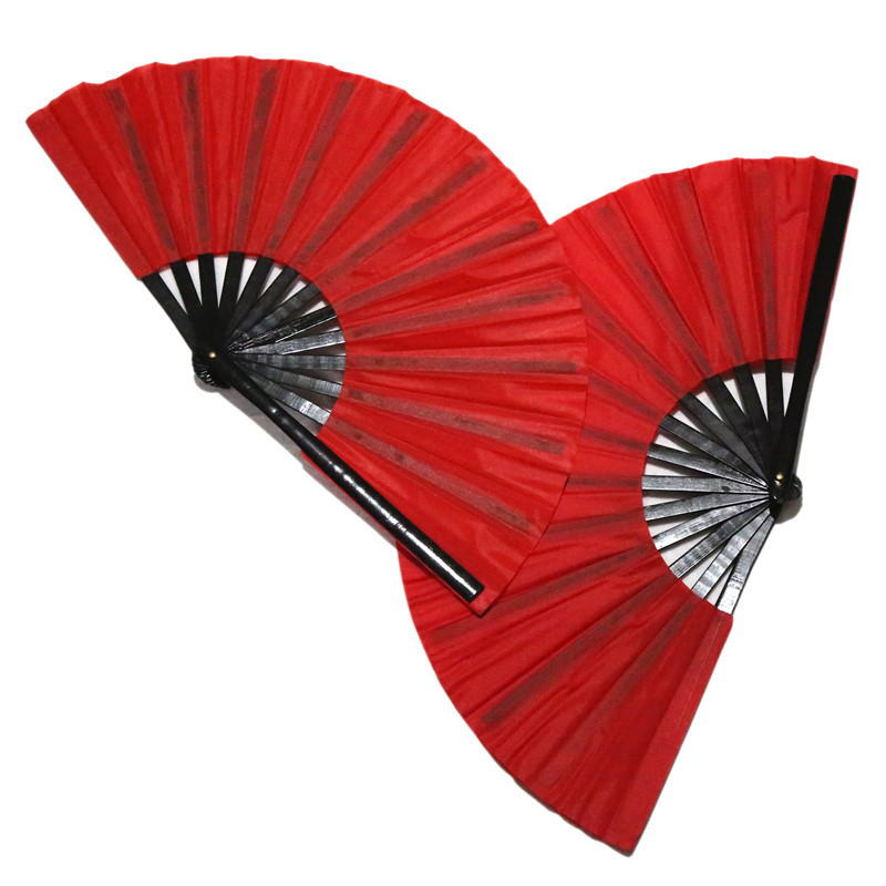 太极扇金色功夫扇表演扇响扇有儿童款魔术道具可定制黑骨双面红布