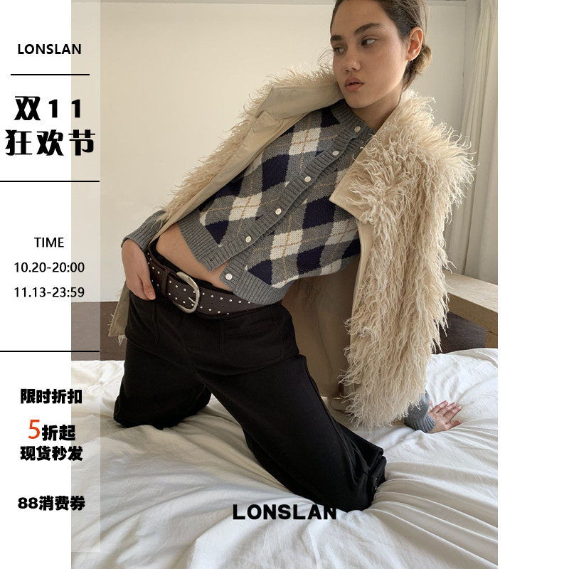 LONSLAN  2025秋季新款 设计感实穿两面穿羊羔毛马甲