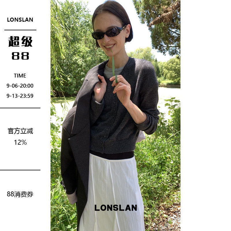 LONSLAN 2026AW 初秋多扣羊毛收腰内搭针织开衫图片