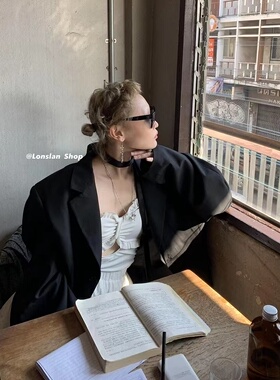 LONSLAN 2023SS  NEW 褶皱羊角袖质感羊毛黑色西装