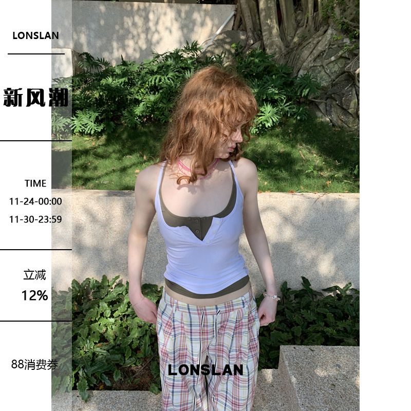 LONSLAN 25SUMMER  短款系扣背心