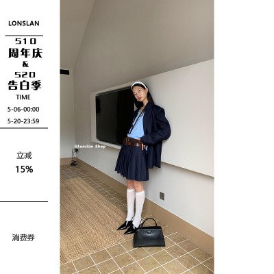 LONSLAN2022秋百褶短裙西装外套