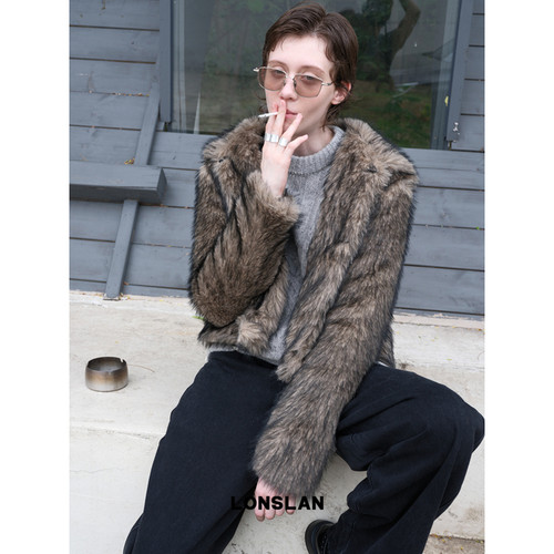 LONSLAN 2024WINTER 10/31 20:00NEW  仿皮草翻领毛毛外套