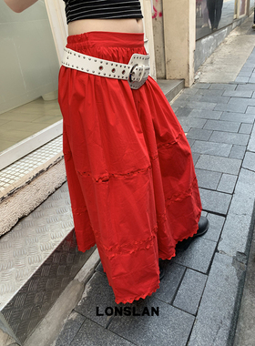 LONSLAN25SUMMER 4.14 20:00NEW 花边大摆半裙