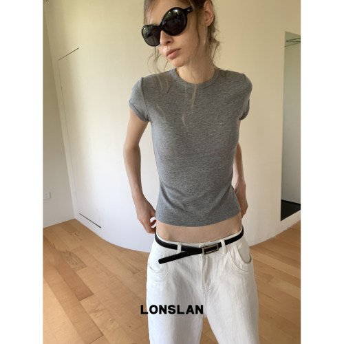 LONSLAN 2026AW 初秋后背线条设计内搭正肩短袖净色T