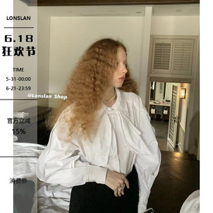 LONSLAN 12/10 20:00NEW 茧型质感设计蝴蝶结（可拆卸）白衬衫