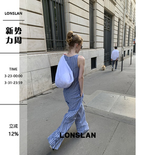 2025 条纹套装 SUMMER 阔腿裤 蓝色背心 LONSLAN