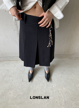 LOSLAN 25SS 直挺质感挂件西装百褶收腰西装半裙