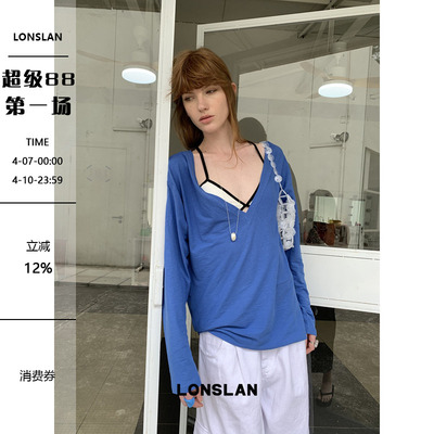 LONSLAN25SUMMER  大V领轻薄长袖防晒T