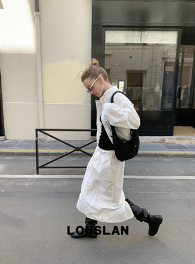 LONSLAN 2025 SUMMER 白色工装外套+抽绳半裙套装