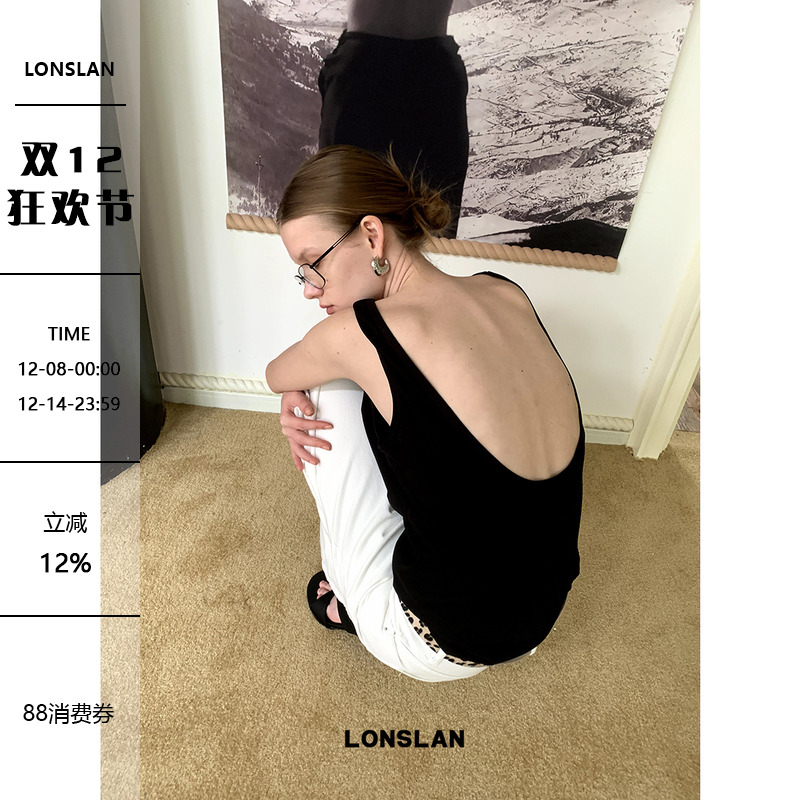 LONSLAN 2024SUMMER5/31 20:00NEW蝴 大U领露背舒适慵懒出街背心