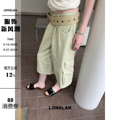 LONSLAN25SUMMER  口袋工装裤七分裤