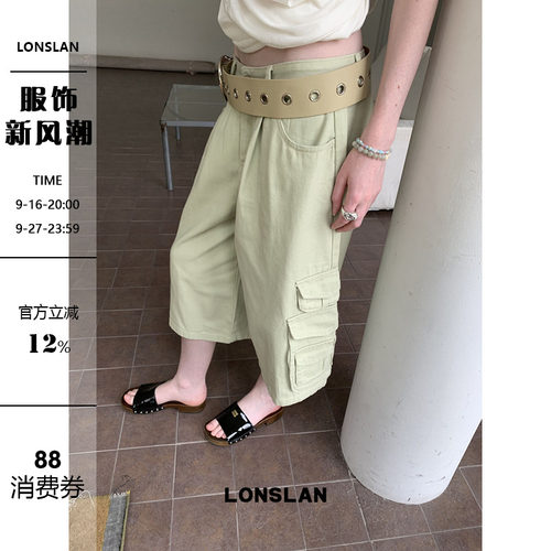 LONSLAN25SUMMER  口袋工装裤七分裤