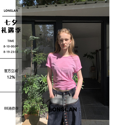 LONSLAN 2026春夏新品舒适印花多色短袖休闲Tee