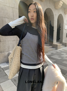 LONSLAN 25AW 12.8  00:00NEW 拼色条纹 两件套长袖打底T