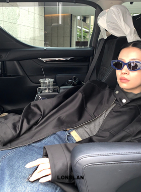 LONSLAN 2024AW NEW光泽感立领扣拉链机车外套