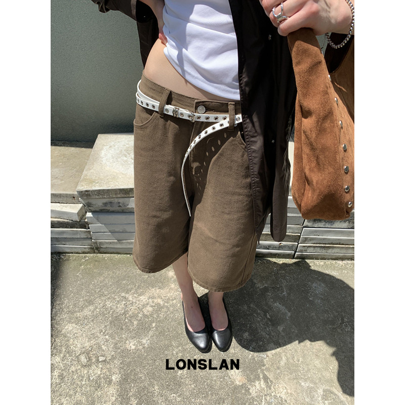 LONSLAN 2025秋季新款 阔腿牛仔中裤