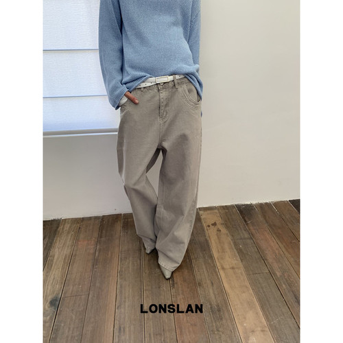 LONSLAN 26AW 初秋双侧口袋设计做旧牛仔阔腿裤