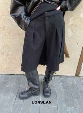 LONSLAN 24WINTER 12/9 20:00NEW收褶针织呢子中裤