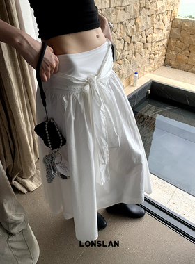 LONSLAN SUMMER2024 5/20 20:00NEW腰边绑带白色半裙