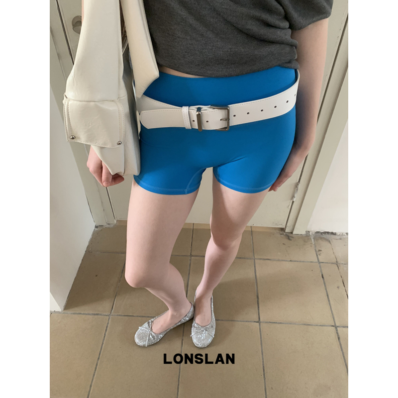 LOSLAN 25SS 博主感时尚蓝色运动瑜伽短裤