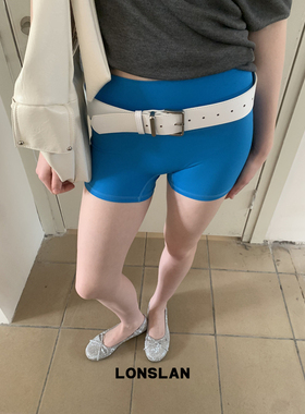 LOSLAN 25SS 博主感时尚蓝色运动瑜伽短裤