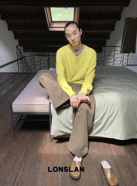 LONSLAN2025早秋新款  V领针织毛衣