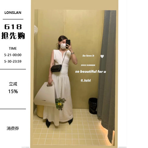 通勤A字裙纯色V领2022夏季