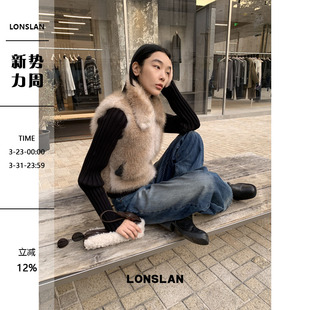 25AW 针织袖 12.8 00NEW 拼接假两件毛毛外套 LONSLAN
