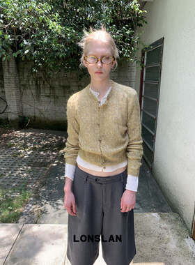 LONSLAN 2025秋季新款 短款麻花针织毛衣开衫