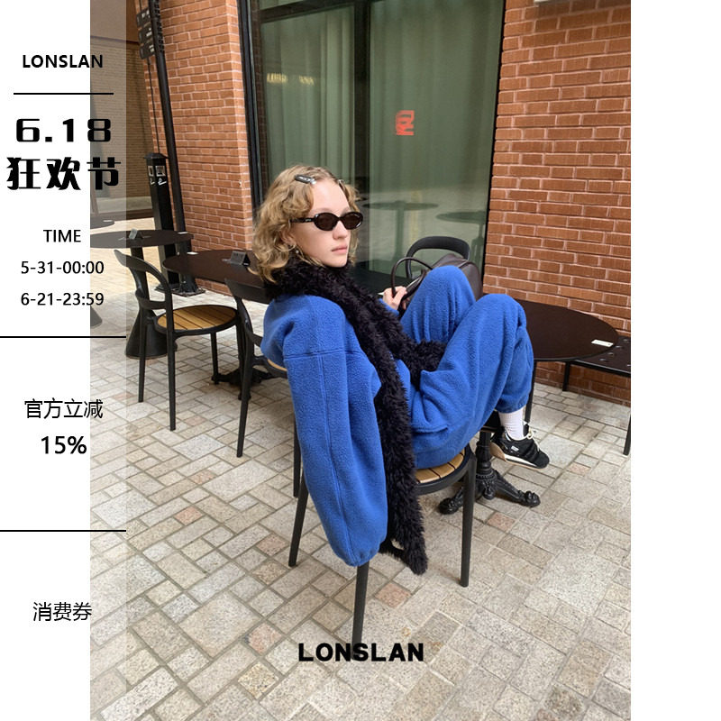 LONSLAN 24WINTER 12/9 20:00NEW摇粒绒圆领卫衣+收脚卫裤套装