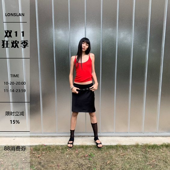 LOSLAN 25SS春夏新款 人手一件细肩带针织背心