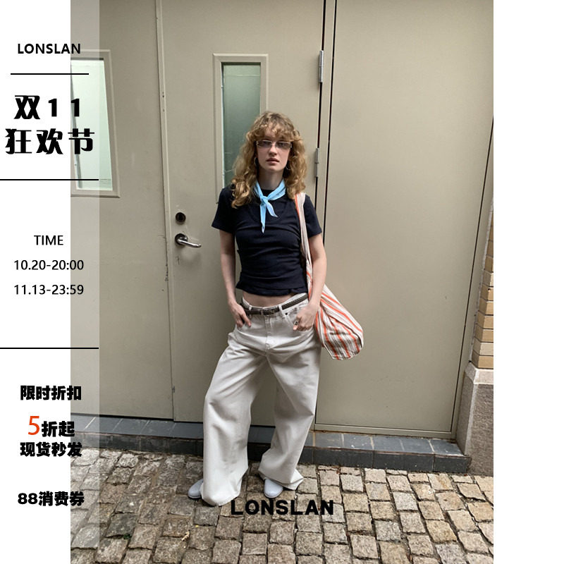 LONSLAN 2026春夏新品简约显瘦直筒牛仔裤