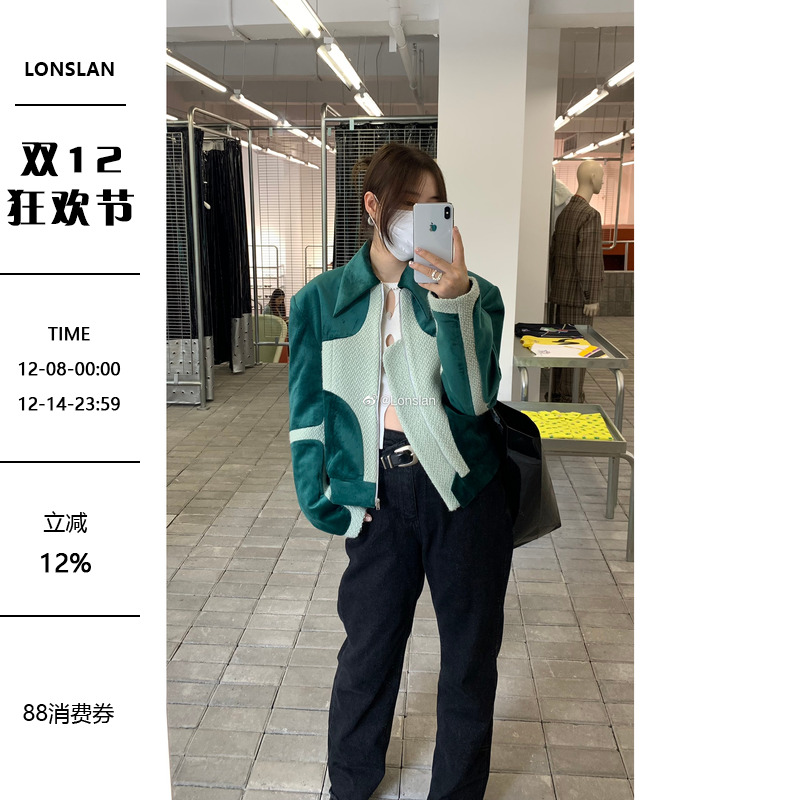 Lonslan新款墨绿色小西装外套