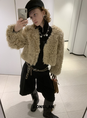 LONSLAN 24WINTER 12/9 20:00NEW短款卷毛皮草外套