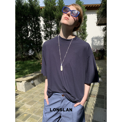 LONSLAN 2026SUMMER 夏季小高领透气宽松短袖T