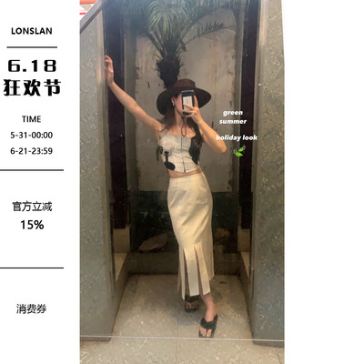 lonslan包臀开衩半身裙春夏新品