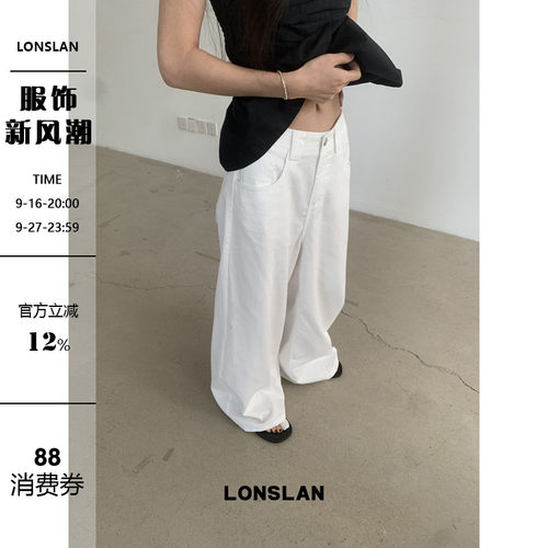 LONSLAN 25SUMMER  薄款前插口袋阔腿牛仔裤