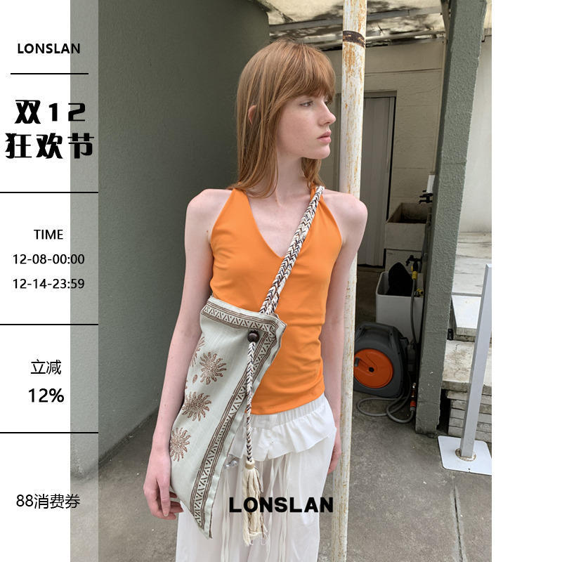 LONSLAN25SUMMER  V领绑带交叉背心