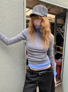 LONSLAN 2025秋季新款 舒适亲肤高领羊毛针织打底