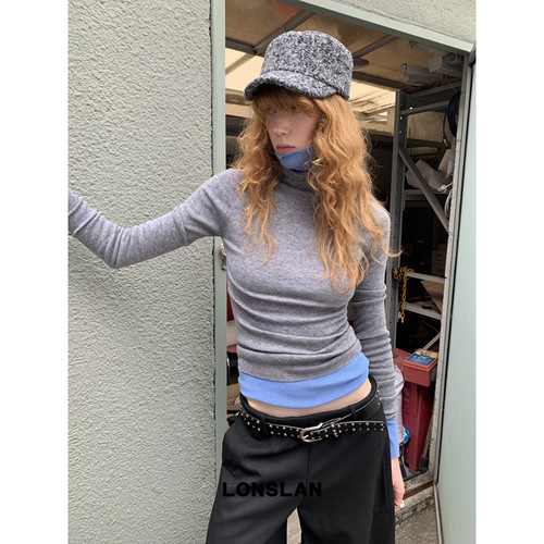 LONSLAN 2025秋季新款 舒适亲肤高领羊毛针织打底